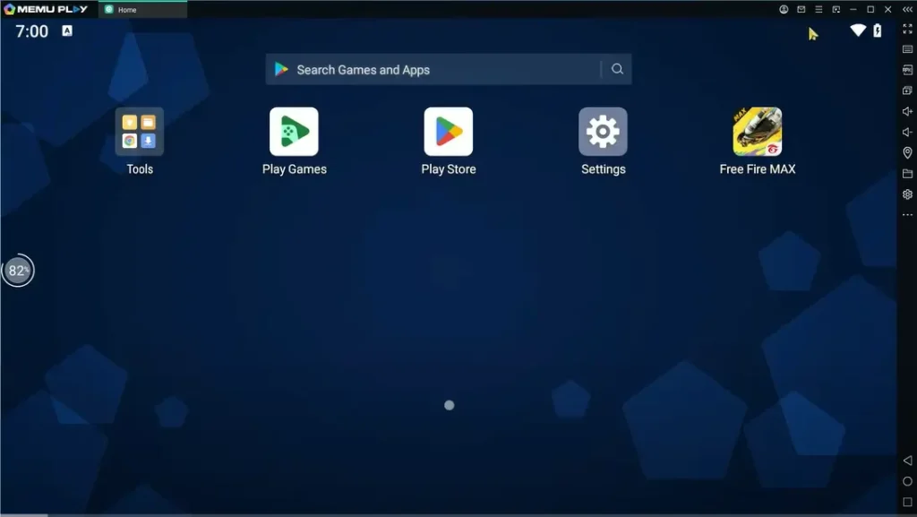 Instalar Magis TV APK en MEmu Player. Imagen muestra la interfaz principal de MEmu Player en PC