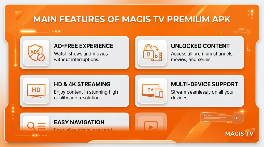 Main Features of Magis TV Premium APK